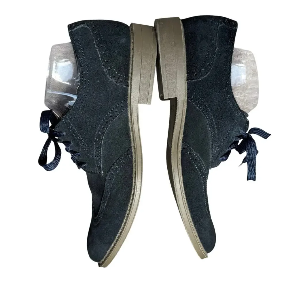 Calvin Klein Greenwich Men’s 11.5 Blue Suede Wingtip Oxford Brogue Shoes